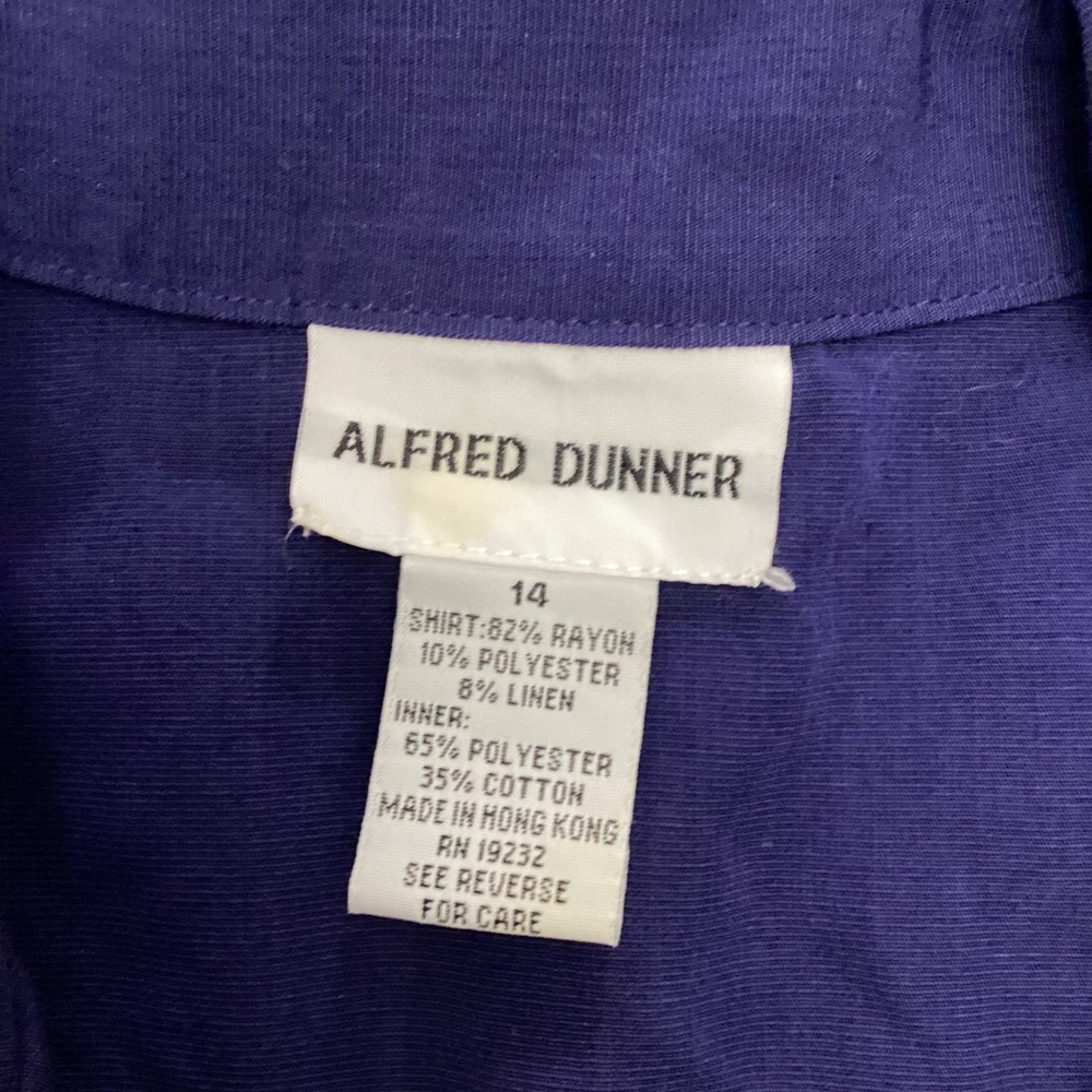 Alfred Dunner Navy Blue Eyelet Beaded 2-in-1 Layered Shirt Women 14 Short Sleeve - Picture 4 of 8